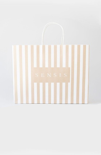 Подарунковий пакет Sensis – в смужки, паперовий, малий W26 (36×4×28 см)