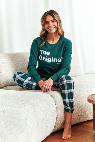 Doctor Nap 7340 – Жіноча піжама «The Original» | 100% бавовна, Польща - emerald
