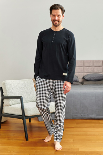 оловіча піжама 7369 Doctor Nap | чорний колір, бавовна, лонгслів + штани