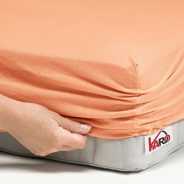 Трикотажне простирадло з резинкою Jersey KARO, - персиковий