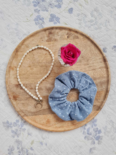 Муслінова резинка для волосся GM Marija - блакитний