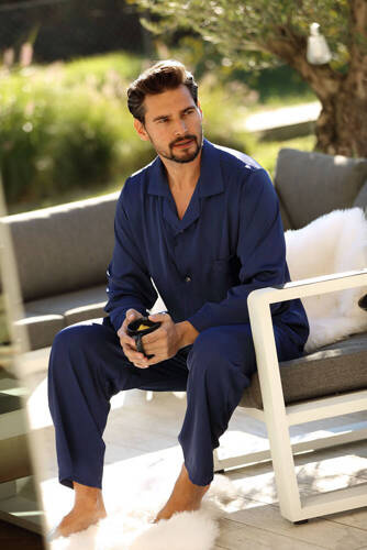 Чоловіча піжама з сатину Lukas Satyna, - темно-синій