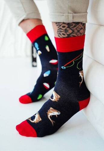 Чоловічі шкарпетки 0125-054 Wędkarstwo Avangard  Milena,- темно-синій/червоний