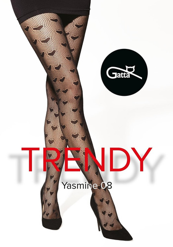 Колготки Yasmine wz.08 Gatta – чорні, ажурні серця, без шортиків