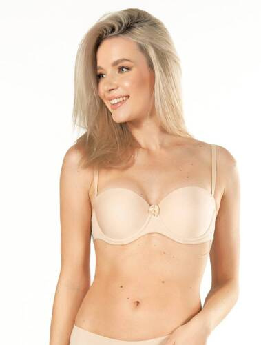 Бюстгальтер балконет Ewa 02 Nipplex, - бежевий, прозора спинка, знімні бретелі