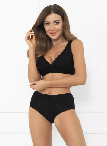 Жіночі трусики Libra Maxi з мереживним акцентом у чорному кольорі | Italian Fashion