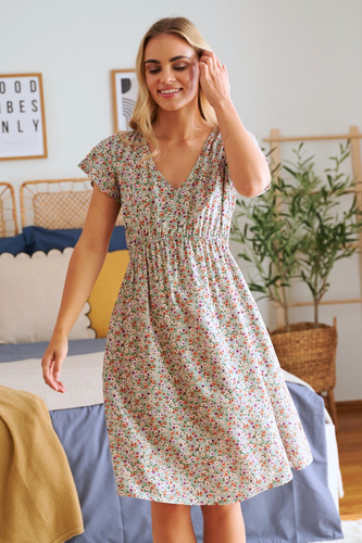 Нічна сорочка 5136 Doctor Nap – для вагітних та годування, квітковий візерунок