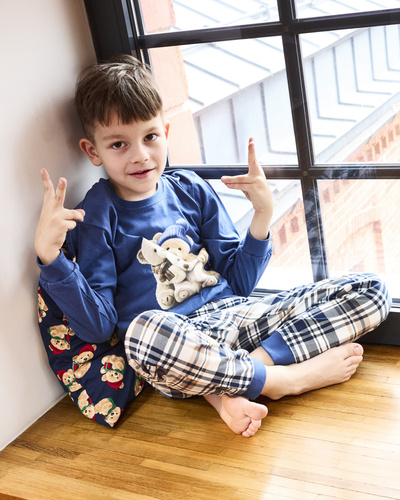 Піжама Cornette Bears для хлопчиків 593/174 966/174 | бавовна, з ведмедиками, довгий рукав, штани в клітинку