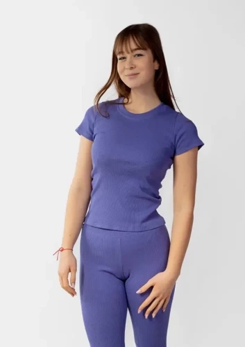 Футболка в рубчик Halima Dkaren - фіолетовий