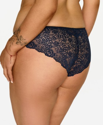 Жіночі трусики Lupoline 2619 – сині мереживні з золотим акцентом