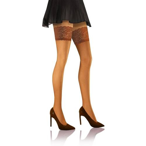 Жіночі самотримаючі панчохи в сіточку Brio Sesto Senso,- glace