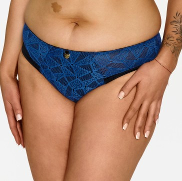 2602 Трусики Lupoline – класичні жіночі трусики, синій/чорний, мереживо