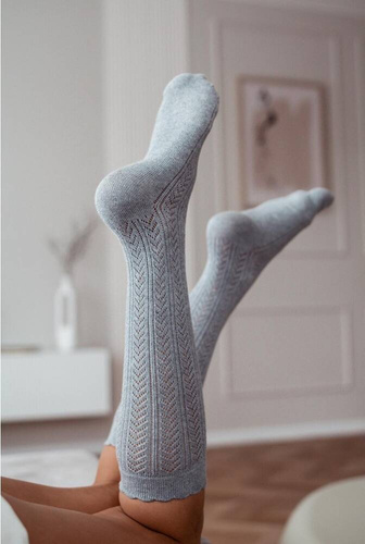 Підколінки жіночі 0330 Ażur Jodełka Milena, - сірий