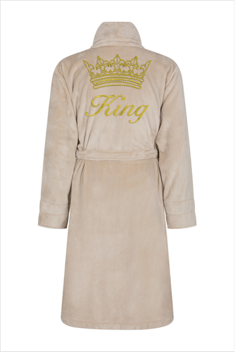 King + Korona Халат чоловічий флісовий ByShelly -бежевий/золотий