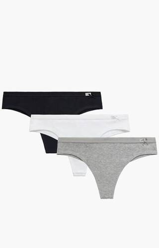 Набір трусиків бразиліана жіночих 3CLP-005 Atlantic - чорний/білий/сірий