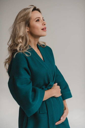 Бавовняний вафельний халат Milk&Love, - морська хвиля