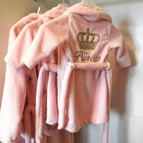 Халат дитячий флісовий Princess ByShelly - світло-рожевий/золотий