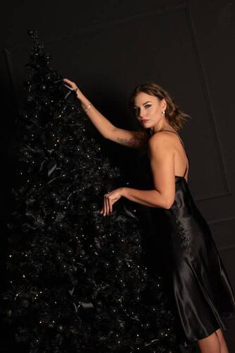 Нічна сорочка-комбінація 732 Brianna De Lafense, - чорний