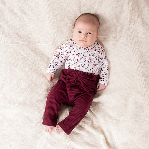 217016 Бавовняні штани Nicol Alisa у рубчик з бантом