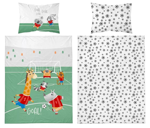 Бавовняний постільний комплект у дитяче ліжечко 4789 B Zwierzęta piłka Detexpol, - червоний