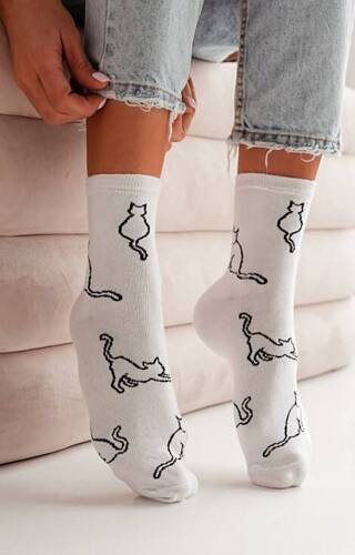 Шкарпетки жіночі бавовняні 0200 Kontury Kota Milena,- білий