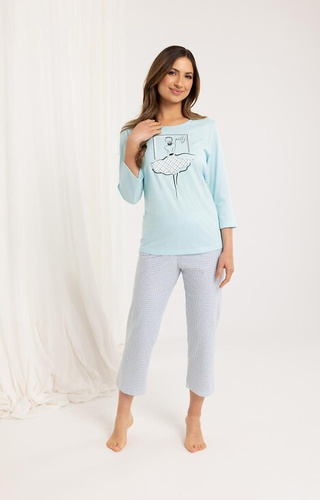 Жіноча піжама 716 Regina – 100% бавовна, рукав 3/4, штани 7/8 з візерунком