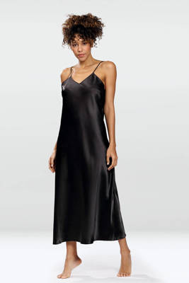 Нічна сорочка комбінація Iga Halka сатинова DKaren - чорний