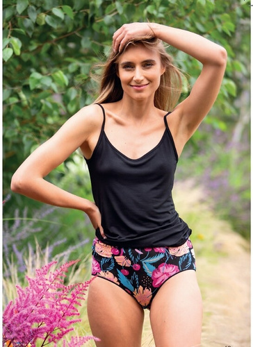 Жіночі трусики бамбук maxi bikini Key LPF 516 чорний-фуксія