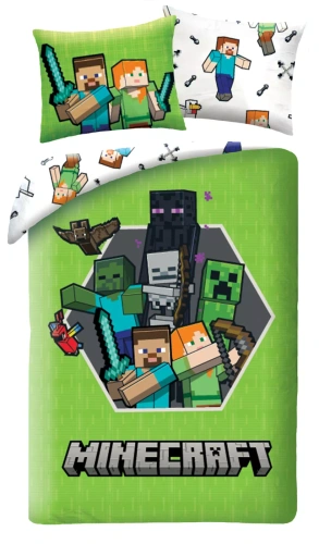 Постільна білизна Halantex Minecraft 140x200 зелена з наволочкою 70x90