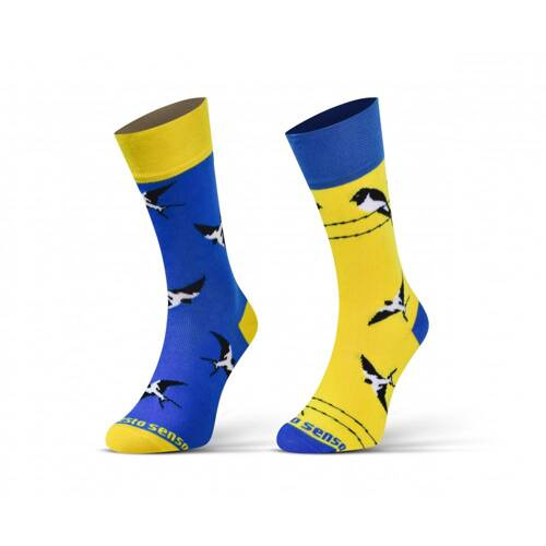 Високі асиметричні шкарпетки Ластівки finest cotton Sesto Senso, - синій
