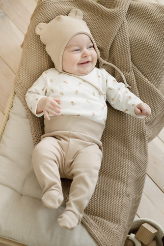 Шапочка для немовлят на зав'язках Lovely Day Pinokio, - бежевий