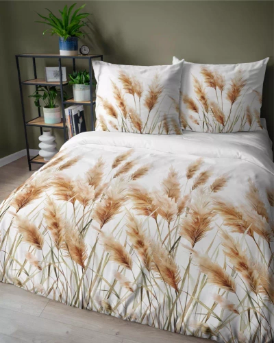 Постільний комплект з сатинової бавовни 5329 A Trawy pampasowe Detexpol, - золотистий