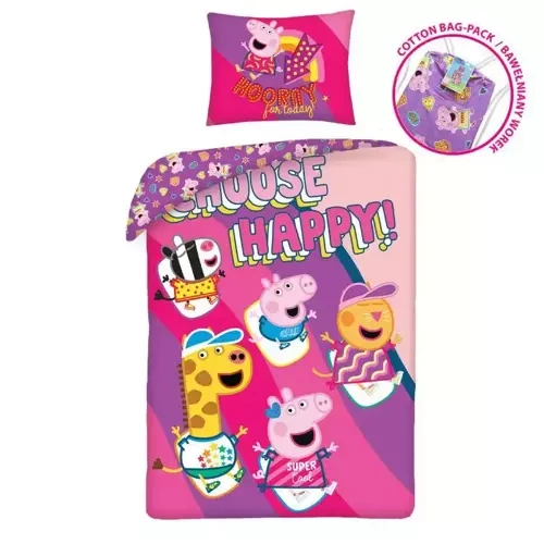 Комплект постільної білизни +торбина "Свинка Пеппа" PE-3262BL Halantex, - рожева