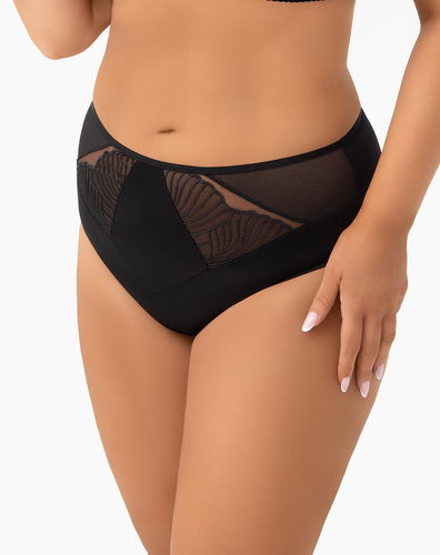 Трусики Lotta F007 Gorsenia, чорний – високі трусики з мікрофібри та з вишивкою