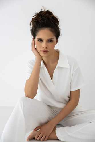 Sensis Zuri жіноча піжама, екрю – бавовна і модал, літній комплект