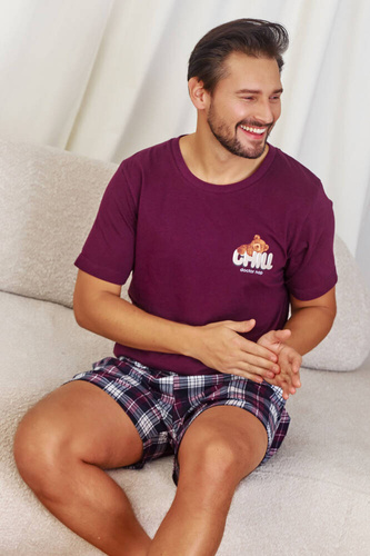 Чоловічий піжамний комплект  7201 "Chill" Doctor Nap, - burgundy
