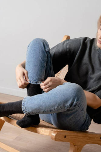 Шкарпетки чоловічі з вовни мериноса Art.130 Merino Wool Steven, - 001 графітний