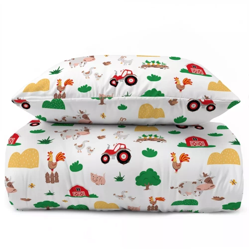 Дитяча бавовняна постільна білизна Весела ферма 5439 A Wesoła Farma Detexpol, - білий