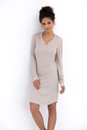 Baylee Жіноча нічна сорочка Sensis, – бежевий, довгий рукав, на ґудзиках