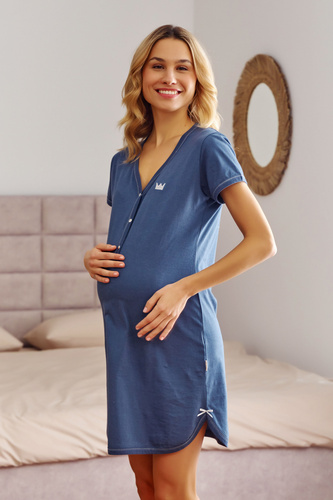 Нічна сорочка для вагітних та годуючих жінок 9505 Doctor Nap, - deep blue