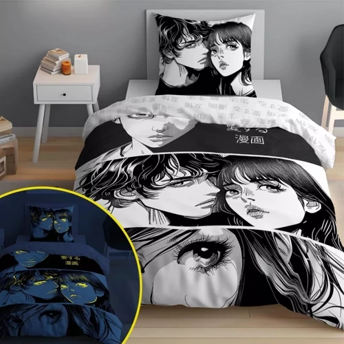 Комплект постільної білизни, що світиться в темряві Аніме 5207 A Fluo 40 Anime Boy Girl Detexpol