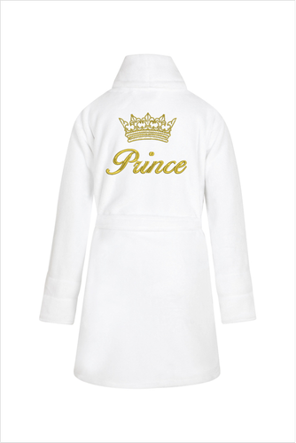 Халат дитячий флісовий Prince ByShelly - білий/золотий
