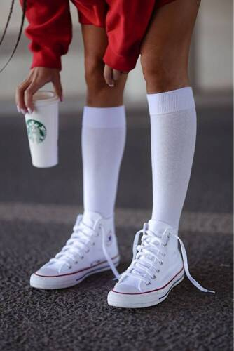 Підколінки жіночі 0248-001 Gładkie Milena,-білий