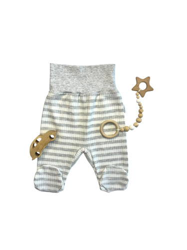 Дитячі півповзунки Mamatti PD14820 – сірі в смужку, бавовняні