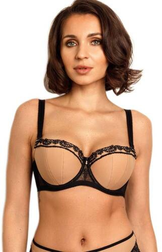 Бюстгальтер балконет VB-456 Vena, - карамель/ чорний