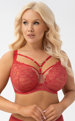 Бюстгальтер soft Gorsenia G 008 Flavia бордовий велике груди мереживо