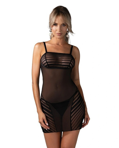 Нічна сорочка Lune Bellis Obsessive чорна mesh облягаюча + стрінги
