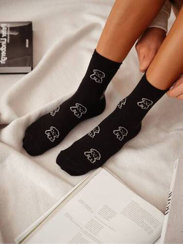 Шкарпетки жіночі 0200-155 Цуценята Milena, -чорний