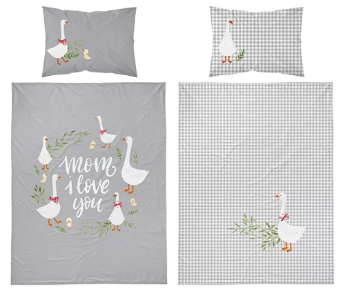 Бавовняний постільний комплект у дитяче ліжечко Гуси/ 4787 A Gąski Detexpol