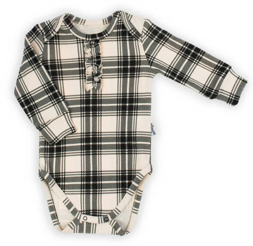 Дитяче боді з довгим рукавом 163634 Magia Świąt Nicol, - клітинка: чорний бежевий